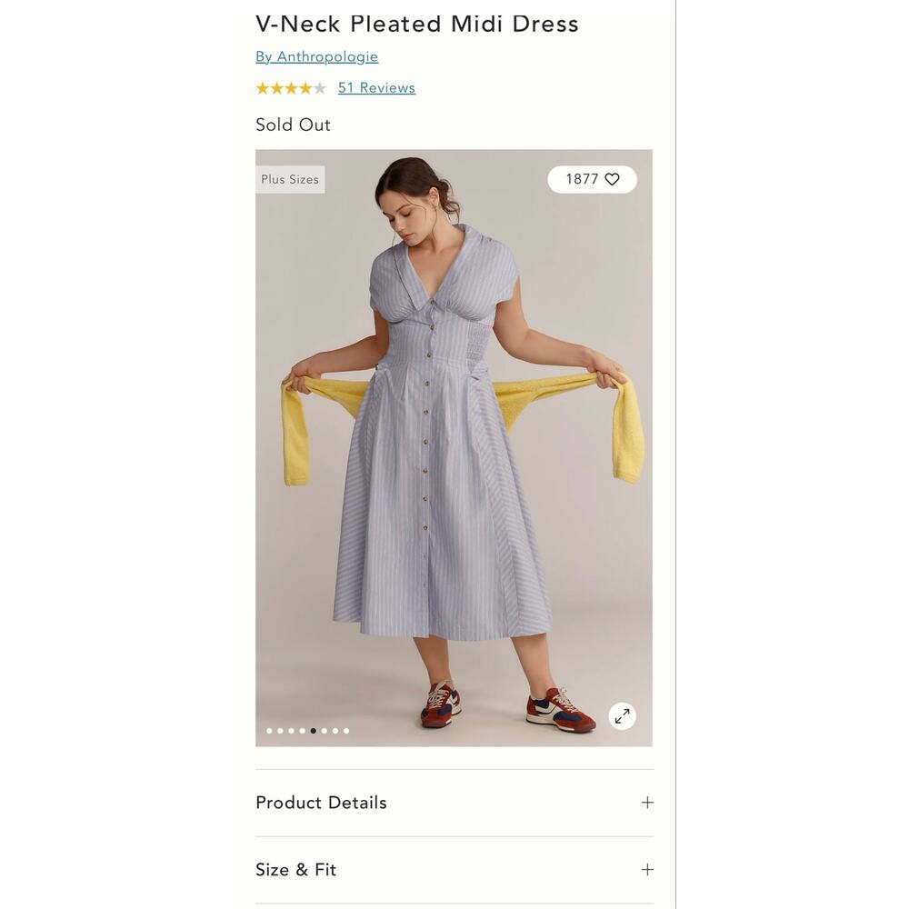 NWT Anthropologie Midi Dress blue striped